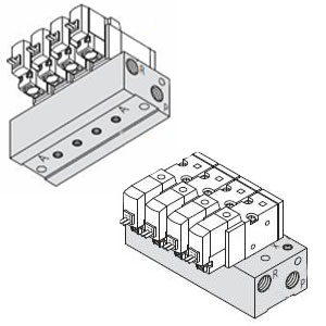SYJ500 系列 3通电磁阀/先导式 弹性密封 外部先导式用集装式 40R型