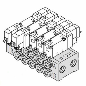 SYJ5000 系列 5通先导式电磁阀 底板配管型集装式 42型