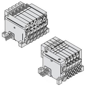 VQ1000/2000 系列 5通先导式电磁阀 插入式组件 底板配管型 L导线引出