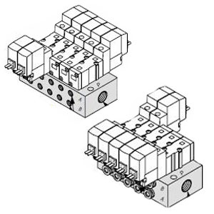 SYJ3000 系列 5通先导式电磁阀 底板配管型集装式 46型