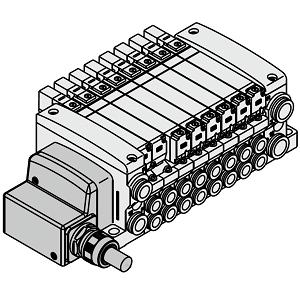 VQC2000 系列 5通电磁阀 底板配管型 插入式组件 L组件(导线引出)集装式 对应IP67