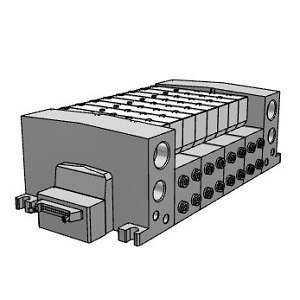 VQC4000 系列 5通电磁阀 底板配管型 插入式组件 P组件(扁平电缆插座组件) 集装式 对应IP40