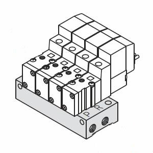 SYJ300 系列 3通电磁阀/先导式 弹性密封 内部先导式用集装式 20型