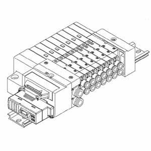 SQ1000 系列 5通电磁阀 对应EX510网关方式串行传送系统 插入式 集装式