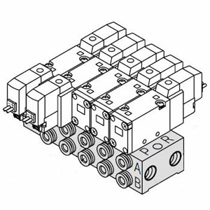 SYJ5000 系列 5通先导式电磁阀 底板配管型集装式 43型