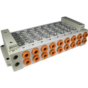 SY9000 系列 5通电磁阀 底板配管型集装式 整体集装板 各自配线 43P型