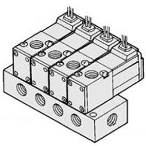 VK300 系列 3通电磁阀 直动式座阀 集装式规格 共通SUP 各自EXH 21型/直接配管型