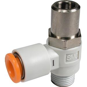 AS□□□1F-T 系列 用专用工具调节速度控制阀 带快换接头 弯头型