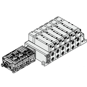 VQC5000 系列 5通电磁阀 底板配管型 插入式组件 S组件(串行传送组件:现场总线设备) 对应EX600一体型(对应输入输出)串行传送系统集装式 对应IP67