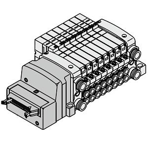 VQC1000 系列 5通电磁阀 底板配管型 插入式组件 P组件(扁平电缆组件)集装式 对应IP40