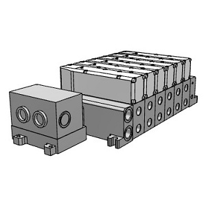 VQC5000 系列 5通电磁阀 底板配管型 插入式组件 S组件(串行传送组件) 对应EX126一体型(对应输出)串行传送系统集装式 对应IP67