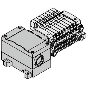 VQC1000 系列 5通电磁阀 底板配管型 插入式组件 T组件(端子台盒组件)集装式 对应IP67