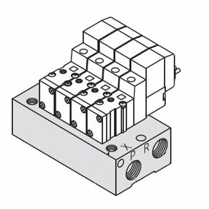 SYJ300 系列 3通电磁阀/先导式 弹性密封 外部先导式用集装式 20R型