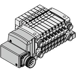 VQC1000 系列 5通电磁阀 底板配管型 插入式组件 M组件(多针插座组件)集装式 对应IP67
