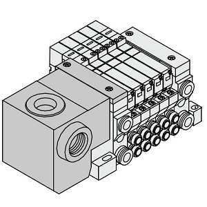 VQ1000/2000 系列 集装式 底板配管型 插入式单元 T组件(VQ1000)的场合