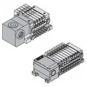 VQ1000/2000 系列 5通先导式电磁阀 插入式组件 底板配管型 T端子台盒