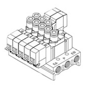 SY300·SY500 系列 3通阀可与5通阀混合集装的形式 底板配管型/阀型号 单体用 各自配线型