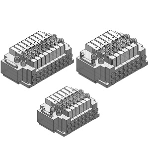 SY3000/5000/7000 系列 5通电磁阀 插入式 插件连接底板:插入式混合安装型集装式 对应D型辅助插座,扁平电缆插座,PC接线系统 12型