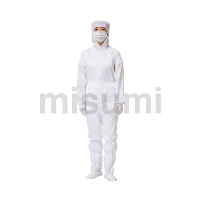 白色条纹防静电连帽连体服