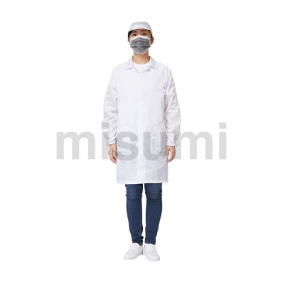 白色条纹防静电纽扣大褂
